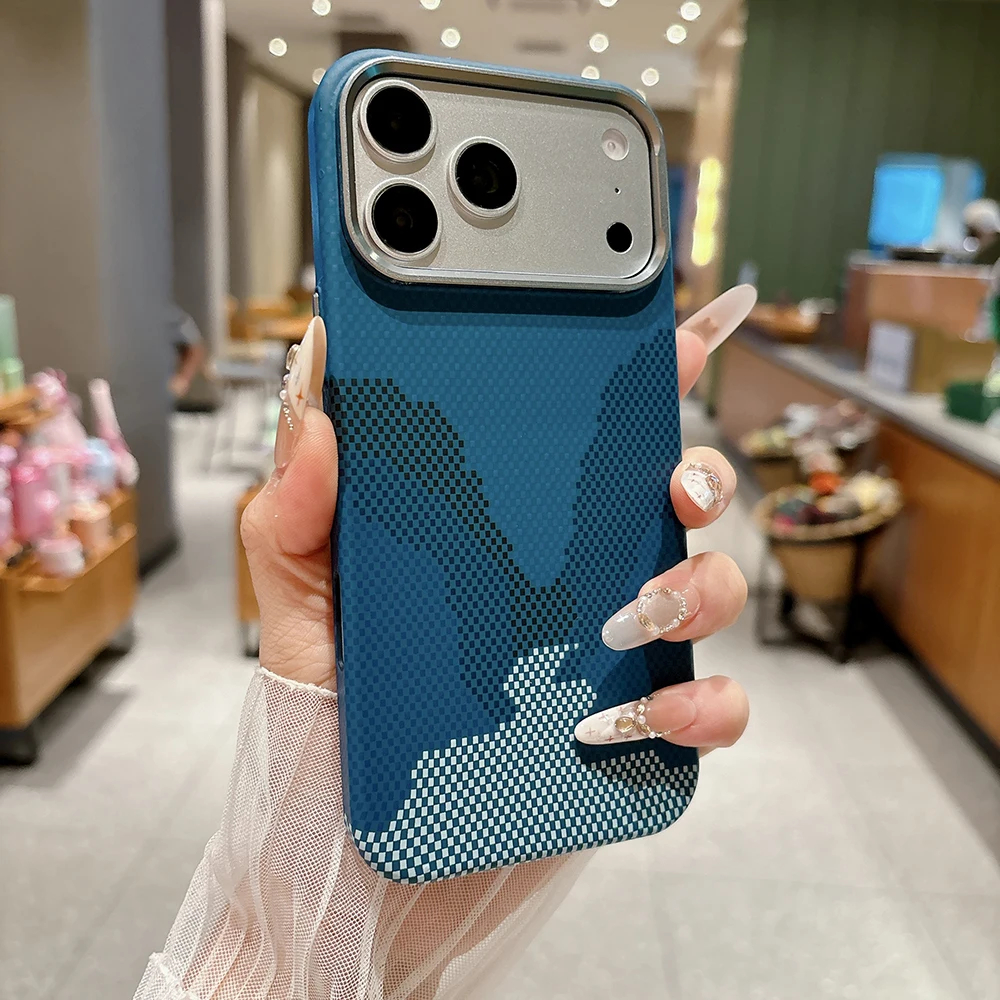 Kohlefaser-Textur Magnetische Hülle für iPhone 17 16 15 14 13 Pro Max Air Ultradünne Legierungs-Linse Kabelloses Laden für Magsafe Cover – Detail 8