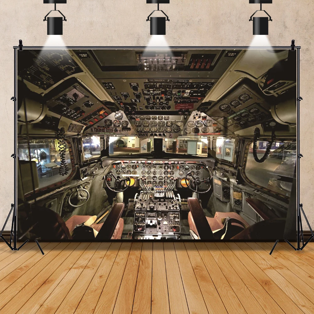 

Laeacco Cockpit Airplane Pilot Instruments Cabinet Dashboard Planet Dream Interior Photo Background Photographic Backdrop Banner