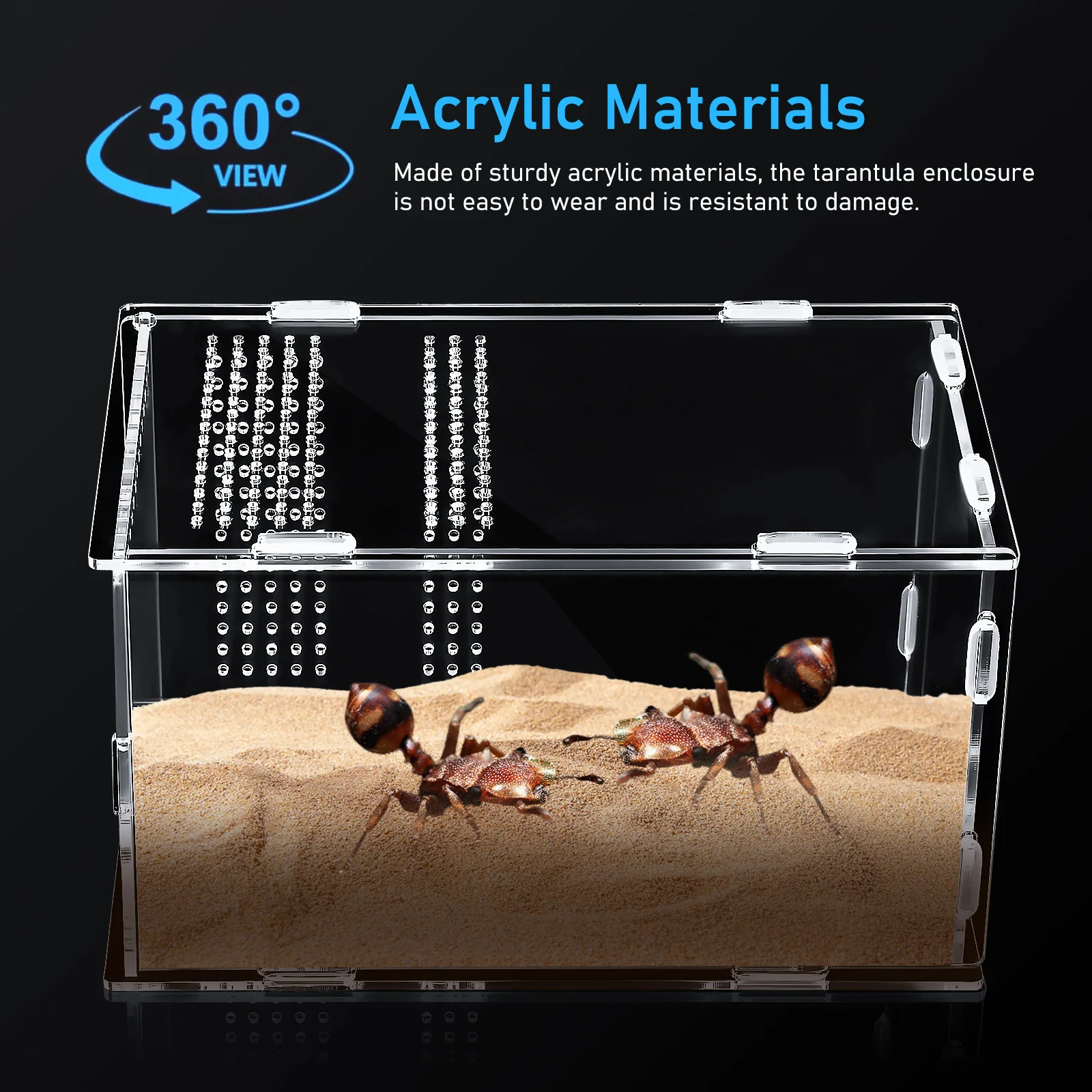 

Reptile Feeding Box Transparent Acrylic Spider Enclosure for Tarantula Lizard Frog Insect Habitat Easy Assembly Sturdy