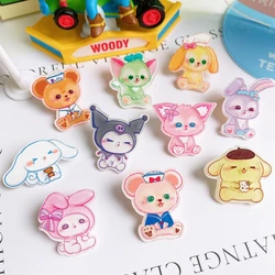 10Pcs New Acrylic Kawaii Cute Cartoon Anime character bear Sticker Series Clip Book DIY Fashion Hairpin Decoration Crafts A107