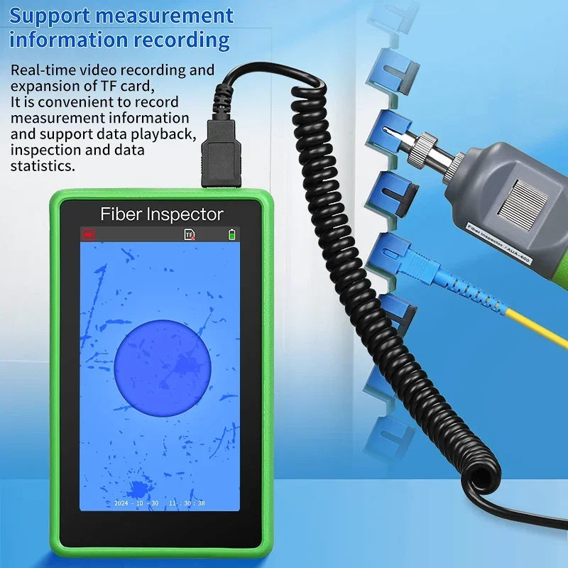 AUA-600 Sonda video in fibra di ispezione Microscopio Fibra ottica End Face Detector Display Strumento di pulizia ottica UPC o APC