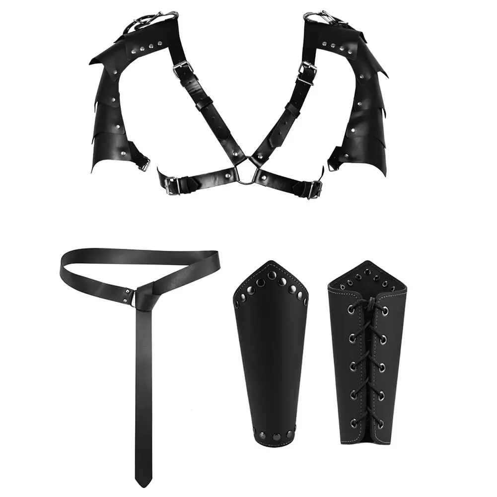 Medieval Viking Cosplay Belt Back Strap Prop Set Adult Men Renaissance Knight Fantasy Halloween Carnival Costume Accessories