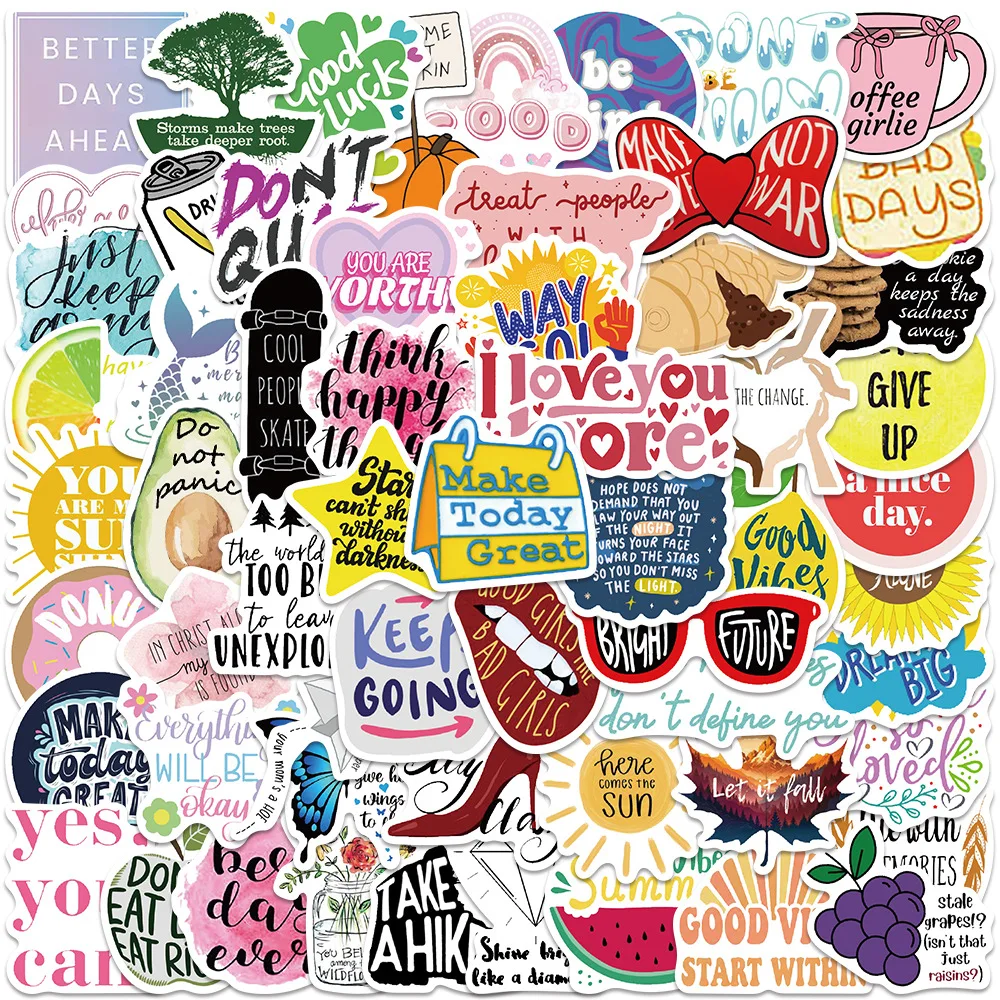 

10/30/60PCS Inspirational Phrase Graffiti Stickers Creative Decoration Diary Paper Palette Box Personalized Graffiti Decal Toy