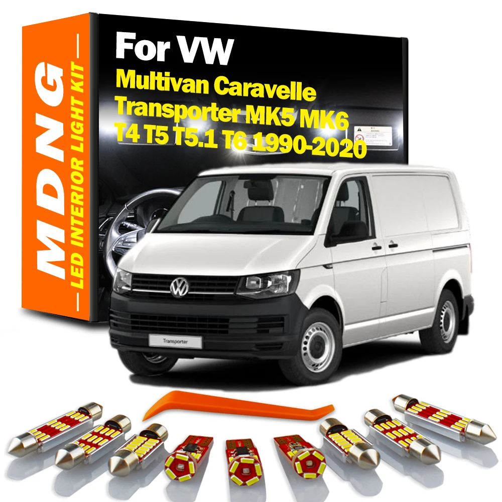 MDNG LED Interior Trunk Light Kit For Volkswagen VW Multivan Caravelle Transporter MK5 MK6 T4 T5 T5.1 T6 1990-2020 Reading Bulbs