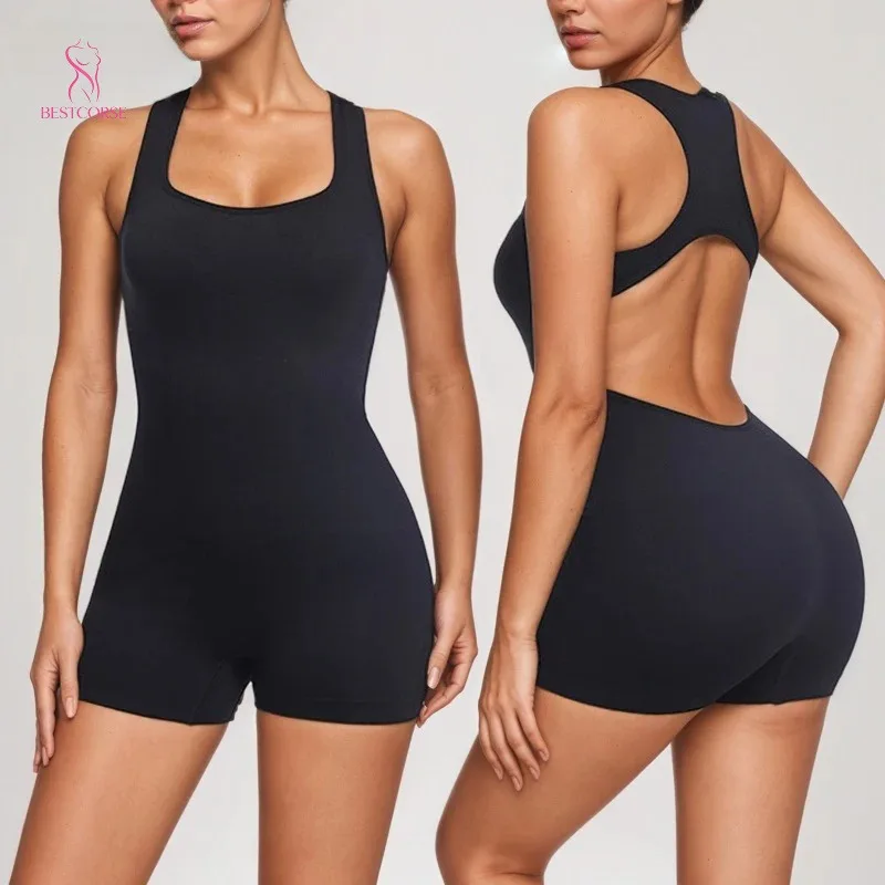 

Seamless Bodycon Jumpsuit Shapewear Bodysuit Shorts Slim Waist Tummy Control Slimming Body Shape Bodysuit For Women Workout Yoga