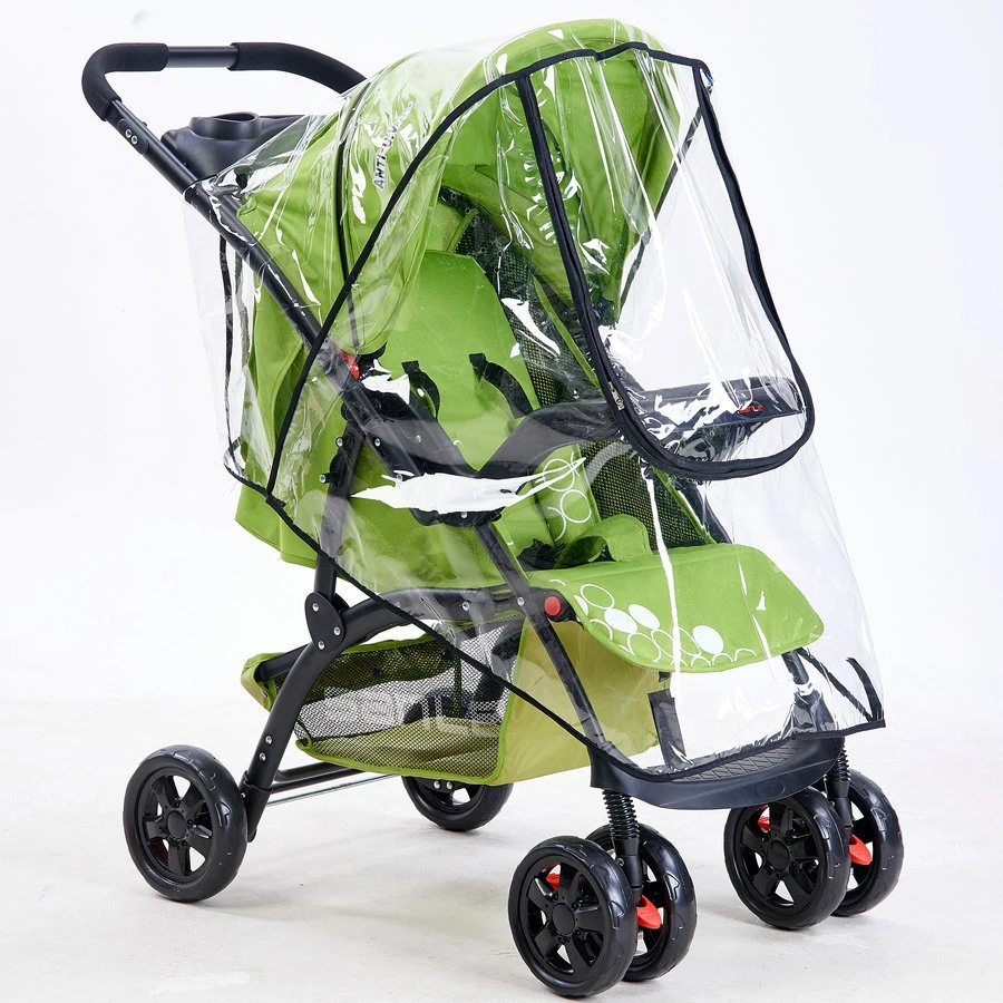 Universal Waterproof Pram Rain Cover Baby Stroller Accessories Transparent Wind Dust Shield Zipper Open for Pushchairs Raincoat