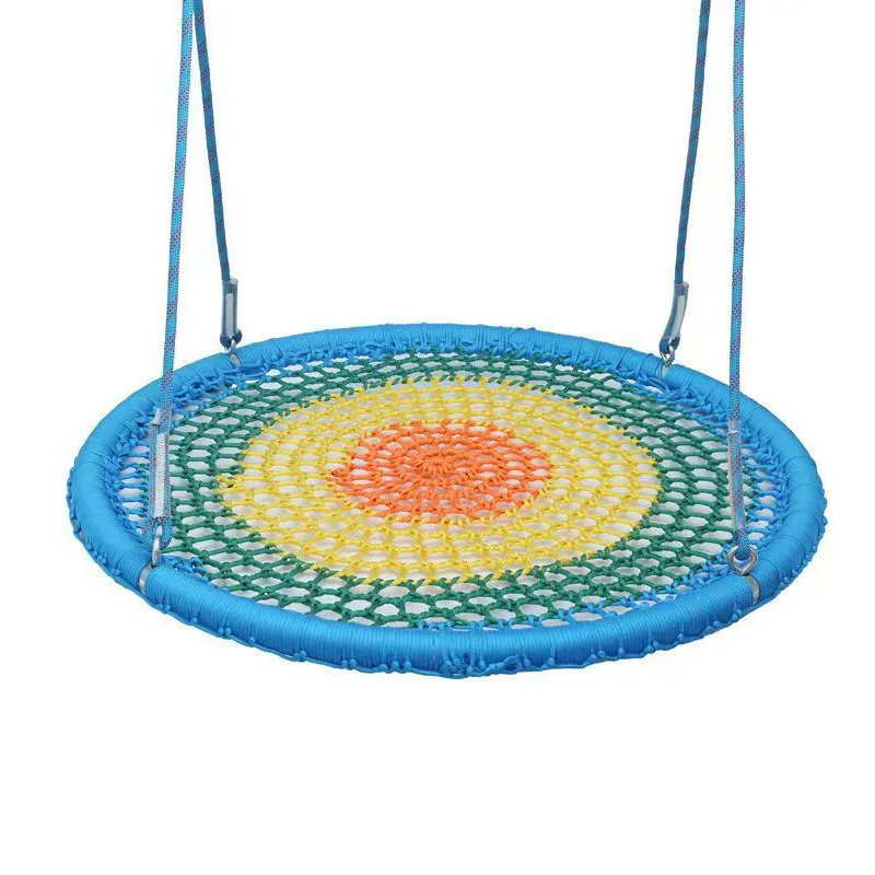 Outdoor Colorful Net Rope Disc Swing, Kids Nest Swing, Garden Playground Equipment for Children, Safe and Durable Play Set