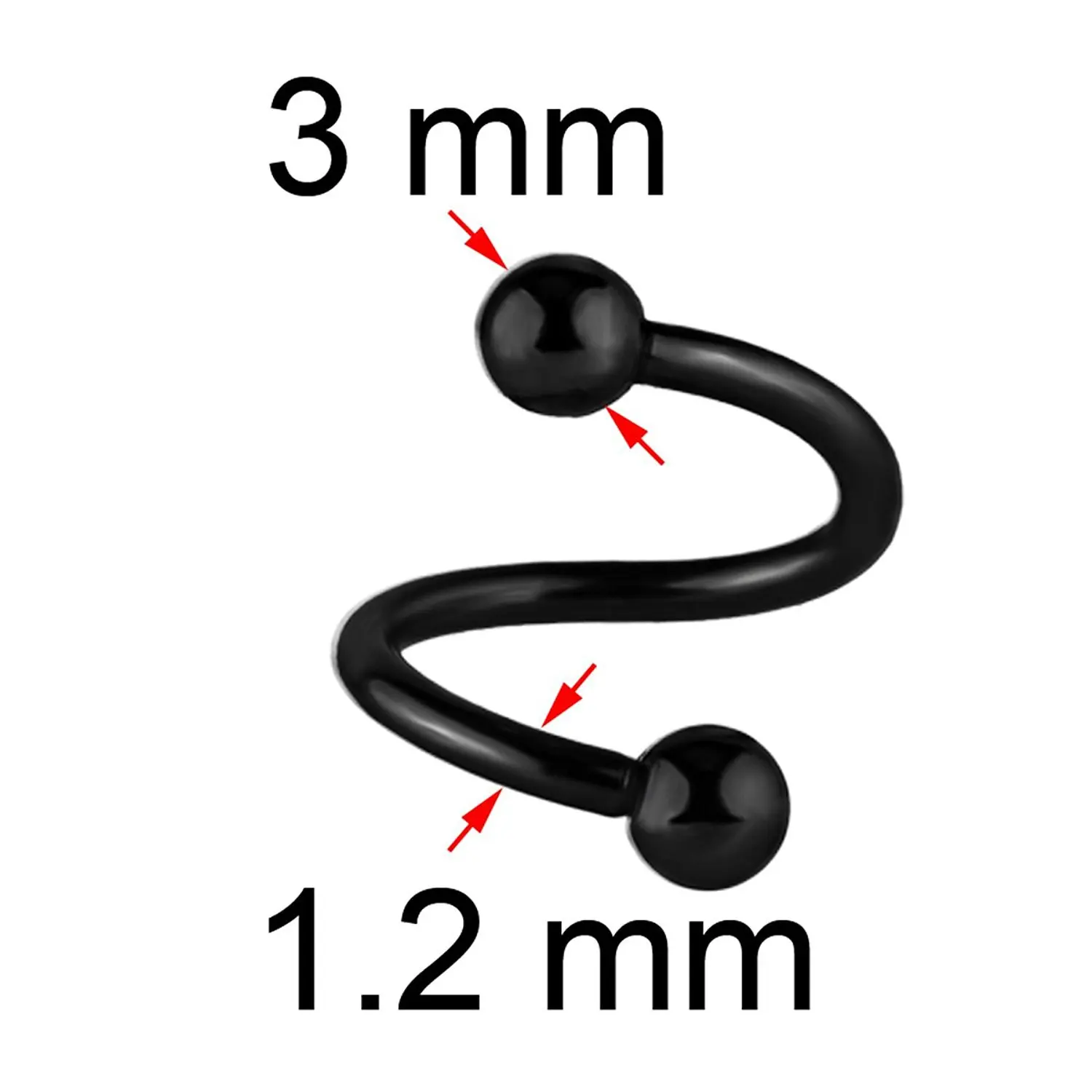 1Pair Gauge 16G Ball Spike Surgical Steel Double Spiral Twister Barbell Earring Ear Cartilage Rings Eyebrow  Piercing Jewelry