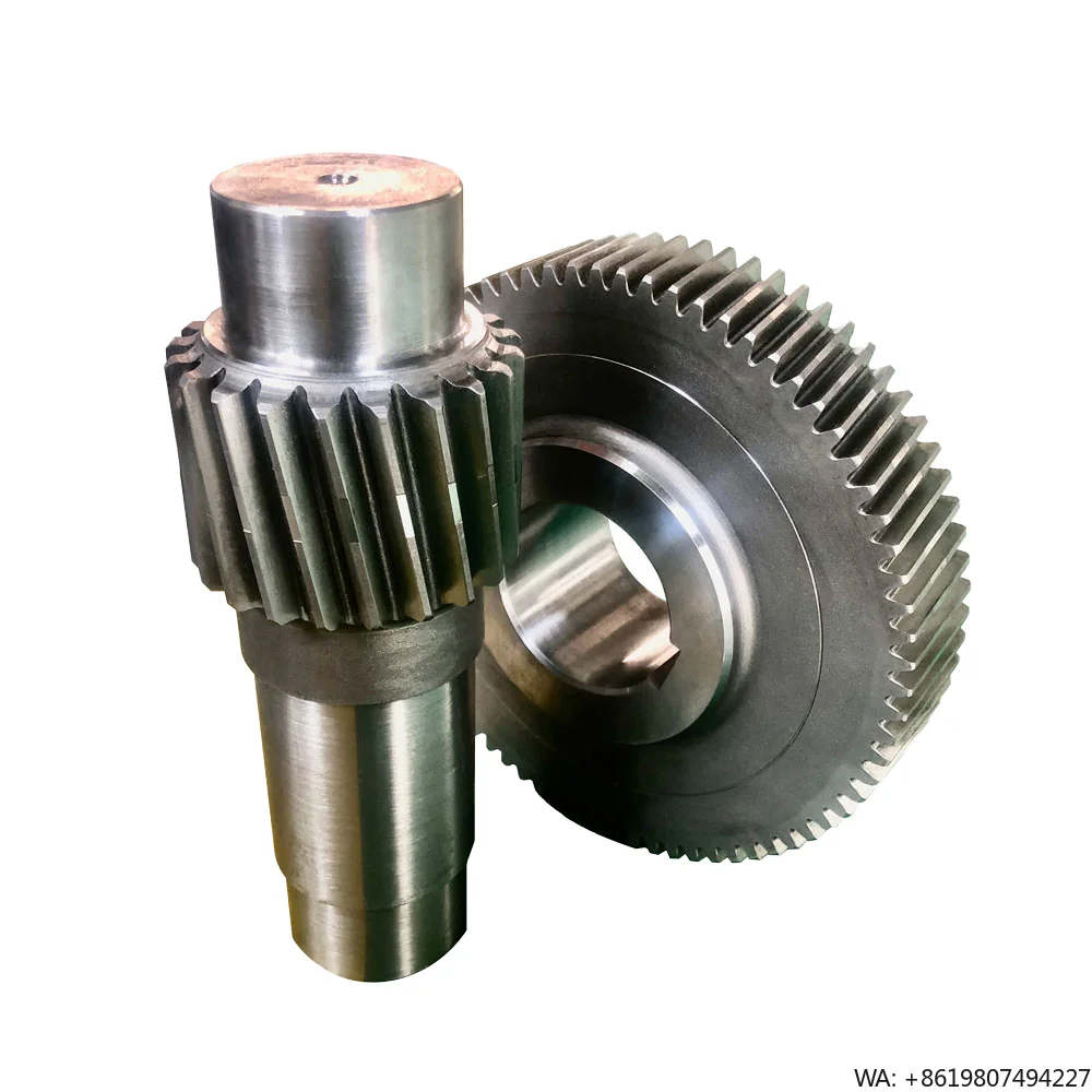 Heavy Duty Helical Pinion Shaft and Mating Gear Set Steel Precision Power Transmission Components