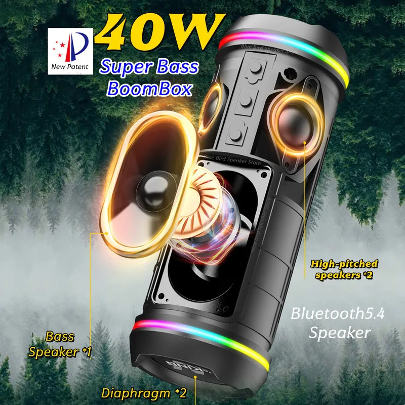 W-King D220 Subwoofer portatile impermeabile Festa in famiglia Alpinismo all'aperto Campeggio Altoparlante Bluetooth 40W Potenza Caixa De Som