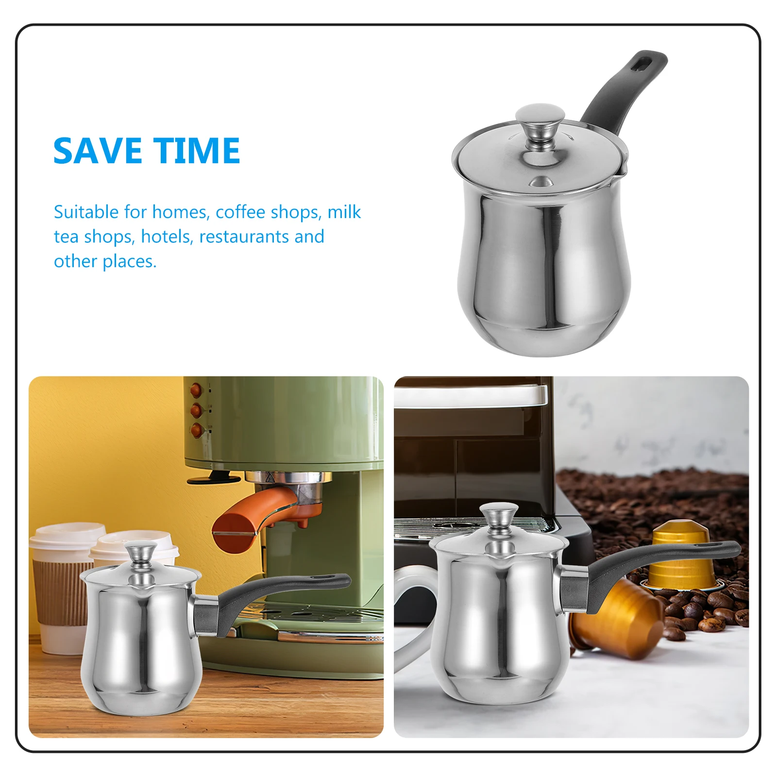 

1pcs Turkish Coffee Pot 180ml Stainless Steel Cezve Milk Jug with Lid for Stove Top Coffee Maker Pan Kitchen Gadgets