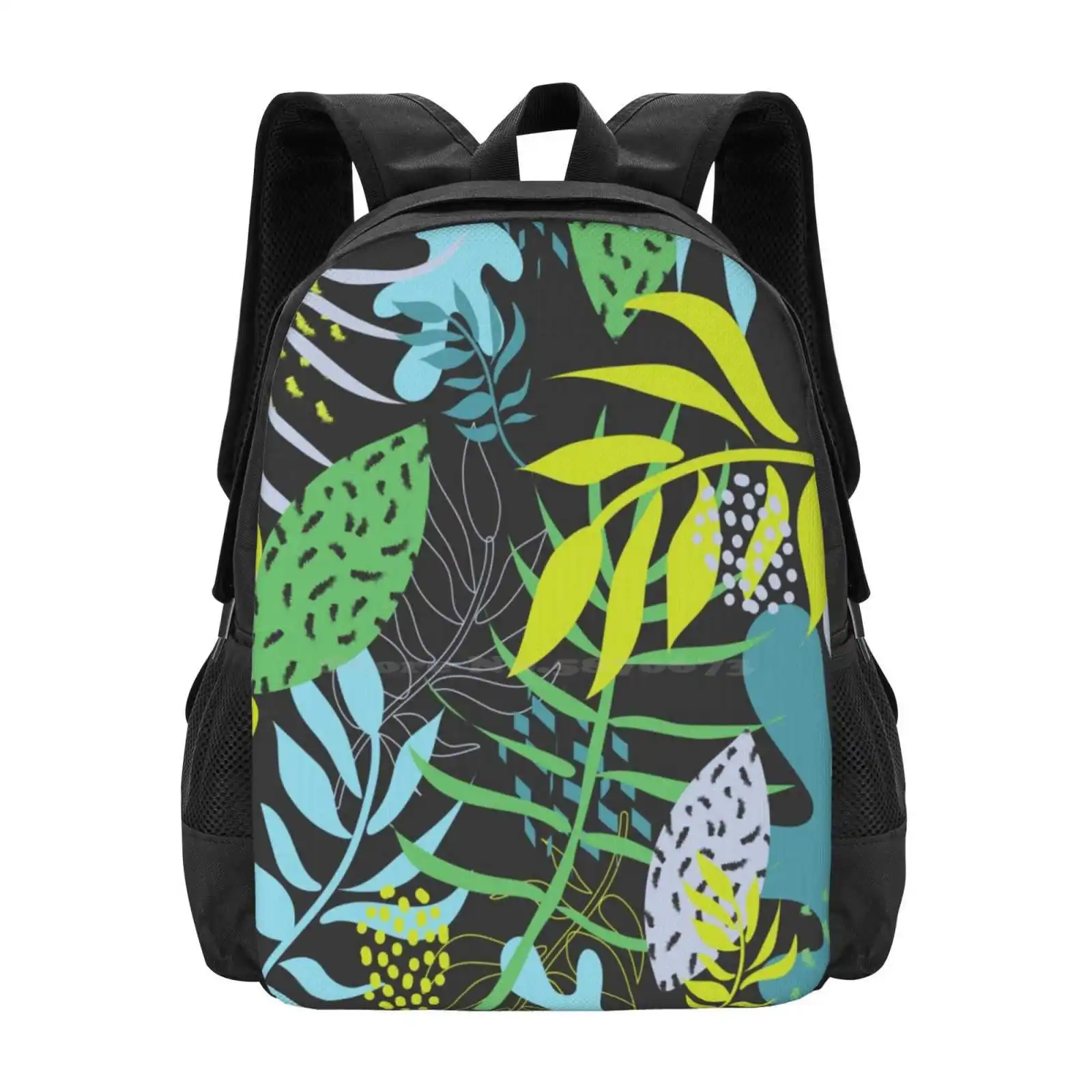 Vibrant Jungle Leaves-Kids Pattern New Arrivals Unisex Bags Student Bag Backpack Vibrant Leaf Leaves 60Ies 60S Vibes 70S 80S