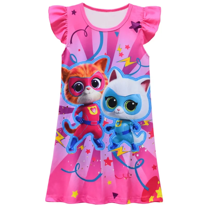 

AIAI 20252024 SuperKitties Summer Girl Nightgown Cartoon SuperKitti Pajamas for Kids Night Dress Baby Nightdress Streetwea