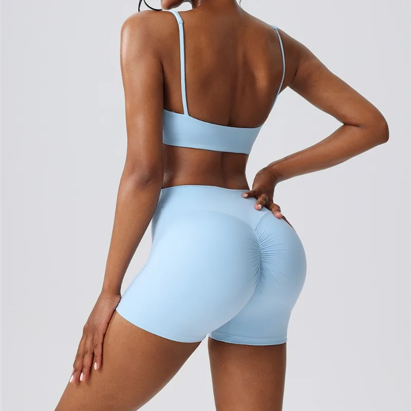 

Seamless Backless Sports Bra for Women Set - Fashion Fitness Top with Padded Yoga Shorts Set Workout Running Gym Outfit