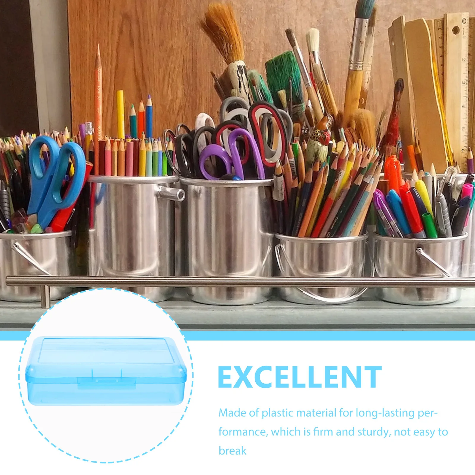 

Transparent Plastic Pencil Box Portable Large Capacity Pencil Case Stationery Storage Organizer Small Plastic Box