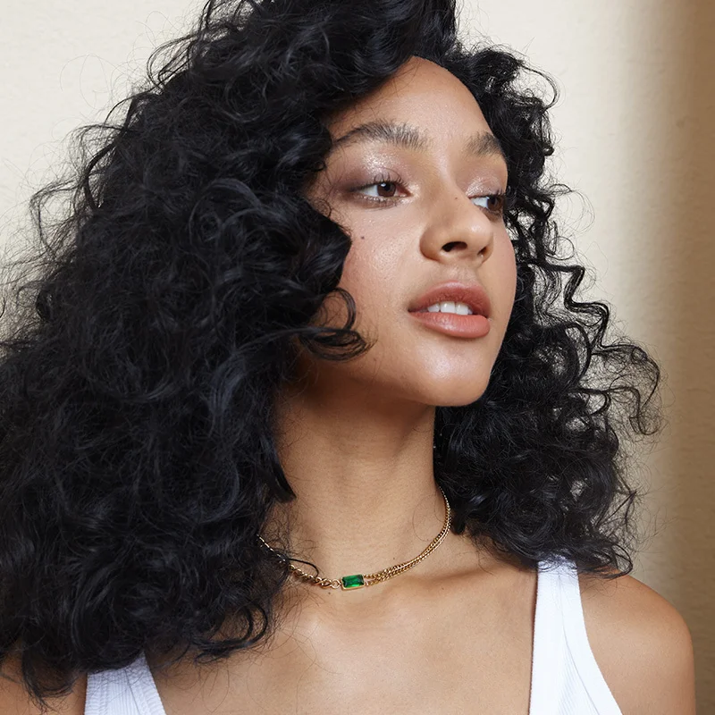 

ENFASHION Green Stone Link Chain Choker Necklace Women Gold Color Stainless Steel Glass Pendant Necklaces Fashion Jewelry P3116