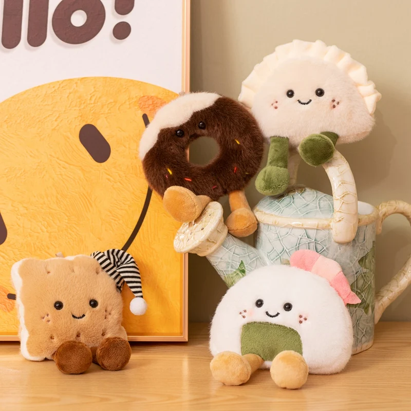Cute Food Plush Refrigerator Magnet - Magnetic Attraction Toy with Fluffy Biscuit Dumpling Rice Ball Donut Doll Room Decor Gifts