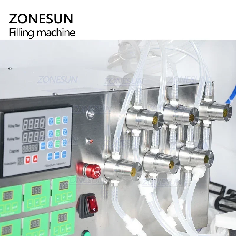 

ZONESUN ZS-MP5500D Electric Magnetic Pump 6 Nozzles Liquid Filling Machine for Oil Cosmetics Drinks