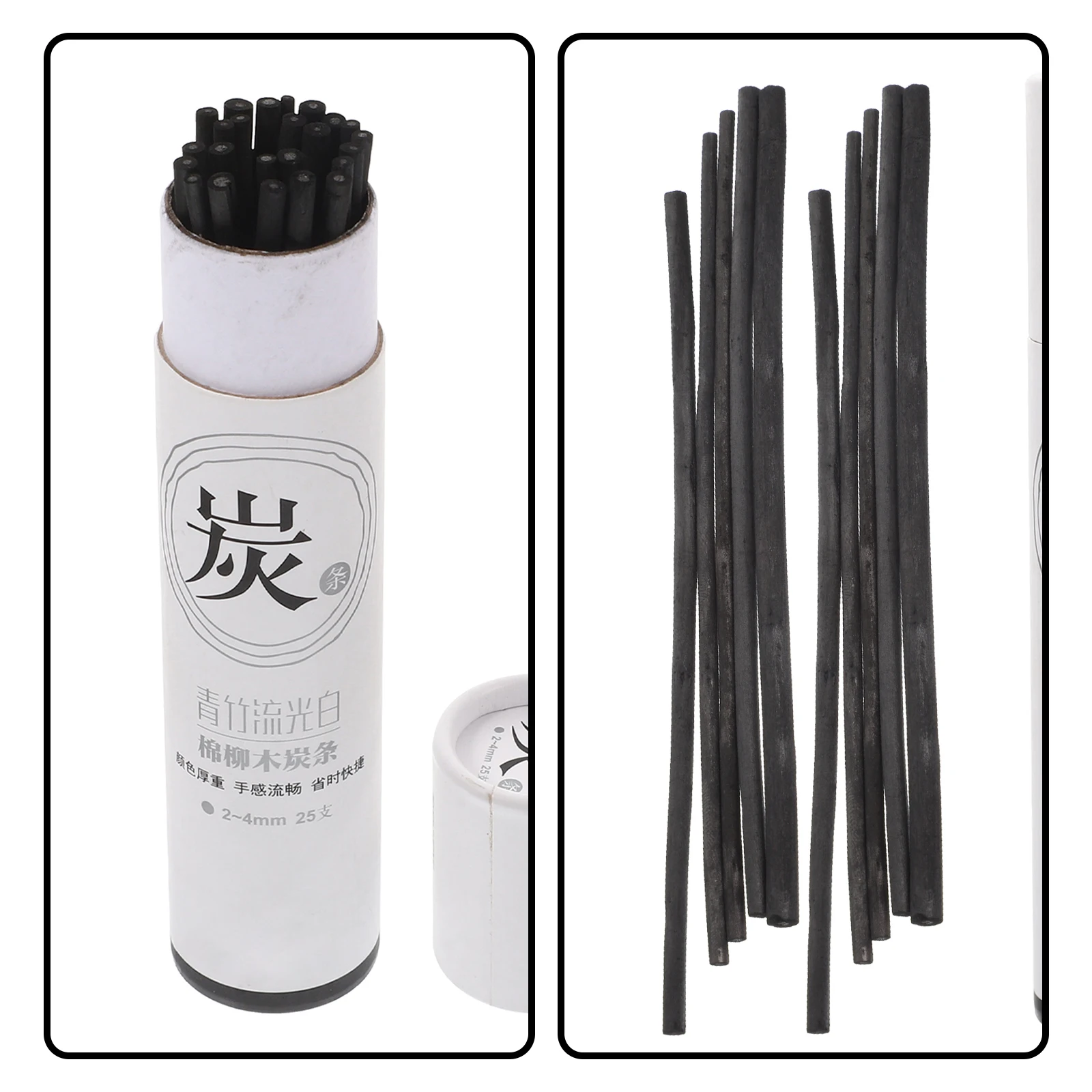 

25pcs Drawing Charcoal Pens 2 4mm Compressed Sticks Willow Carbon Art Supplies Students Sketching Tools Shading Pencils