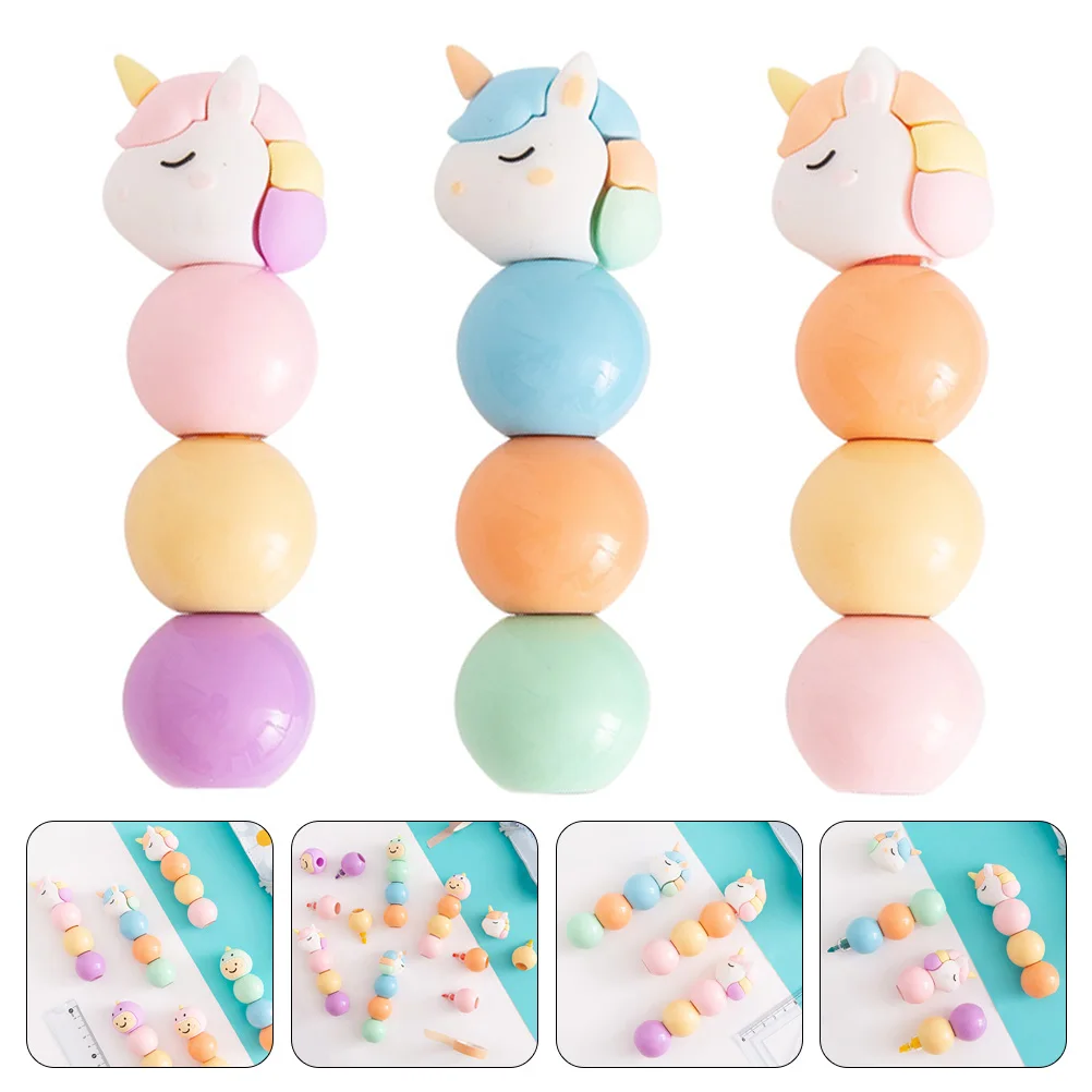 s Fluorescent Highlighters Unique Splicing Pen Students Underlining Plastic Note Book Bright Color Kids Supplies