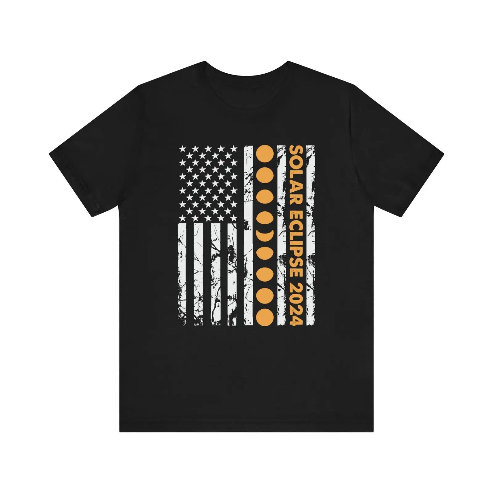 

Bella+Canvas 3001, Unisex, 2024 Total Solar Eclipse Shirt, USA Flag, Vertical