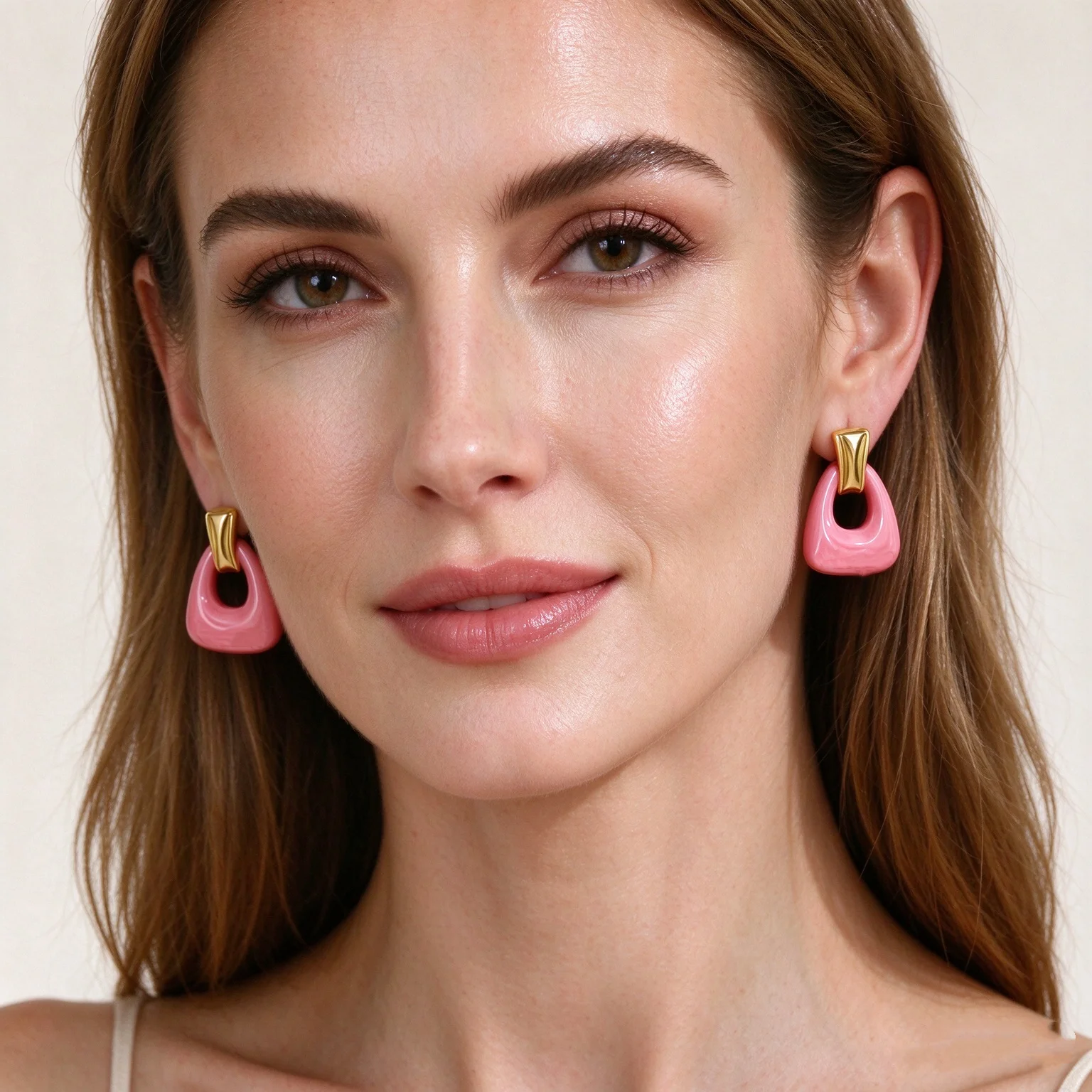 Fashion geometric triangle pendant earrings, gold stainless steel hypoallergenic ear studs, lightweight and dainty jewelry, suit