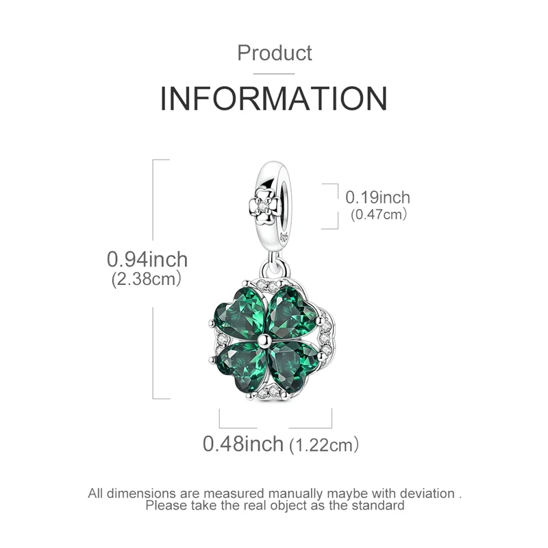 Original 925 Sterling Silber Drehbares Vierblättriges Kleeblatt Anhänger-Ring-Set für Damen, Edle DIY Geburtstagsgeschenke – Detail 10