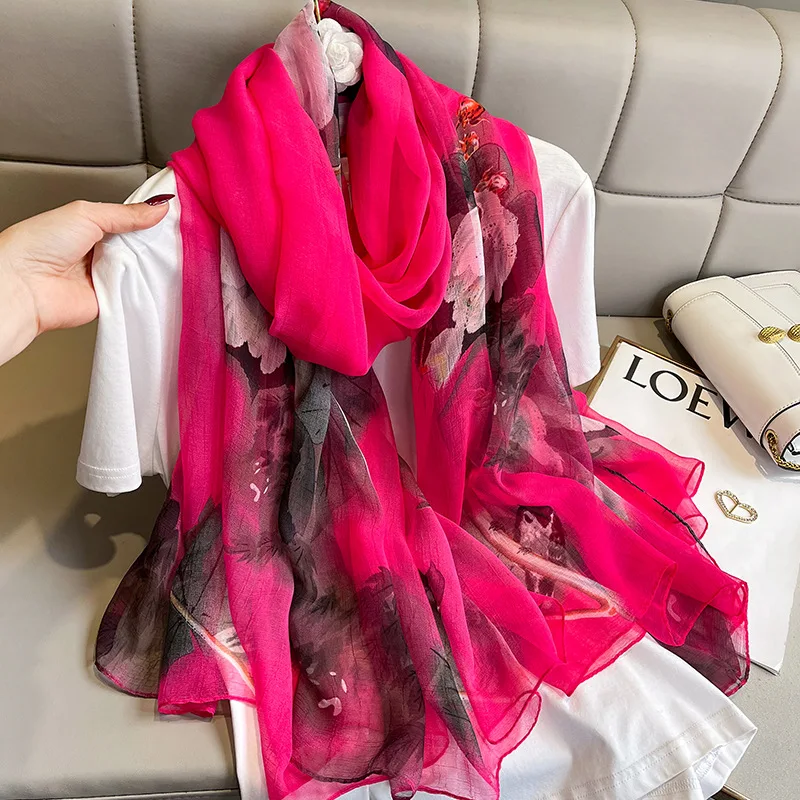 Women Scarf Fashion Summer Silk Scarves For Lady Shawls Wraps Female Hijabs Pashmina Foulard Bandana Neck Hijabs Long Scarfs