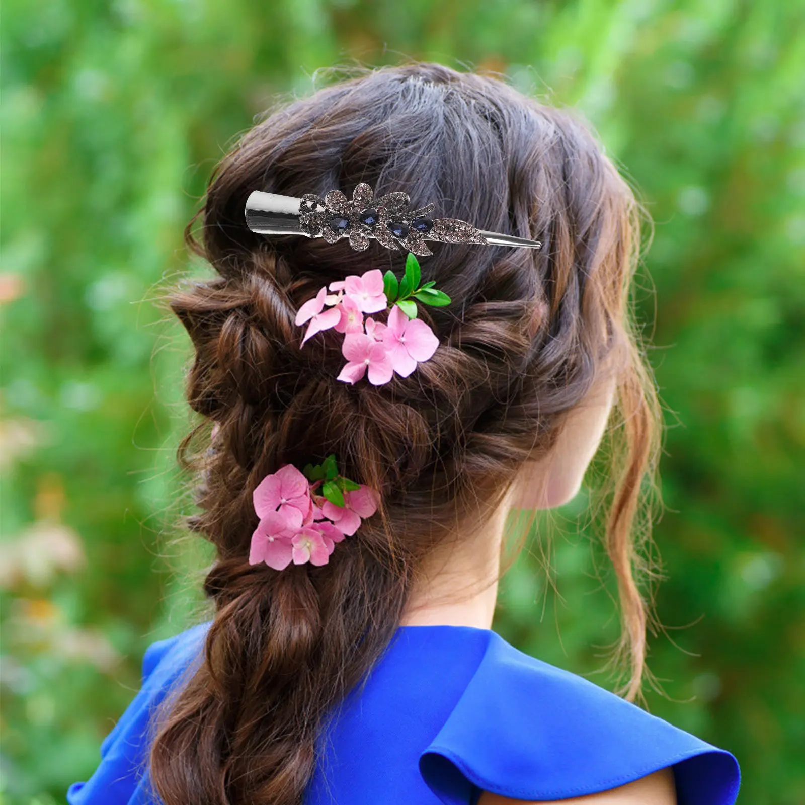 

Ретро-заколка для волос с стразами в форме утиного клюва для женщин, для укладки тонких или густых волос, блестящая элегантная заколка для вечеринок, Рождества, на каждый день