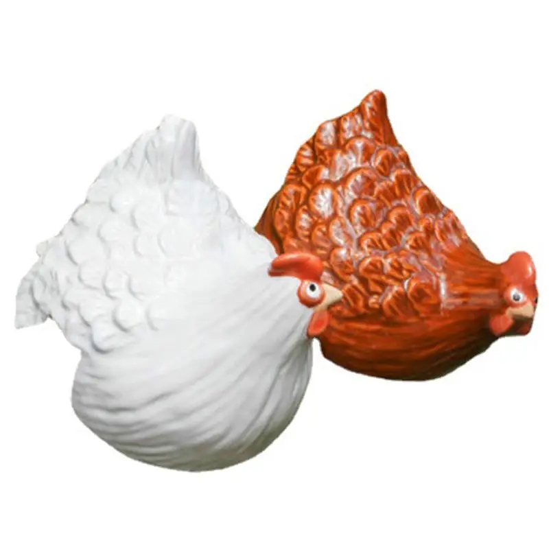 PZHI Funny Chicken Statue Resin Ornament - Farm Art Backyard Garden Decoration, Decorative Sculpture for Yard, Yellow, 2 Pack
