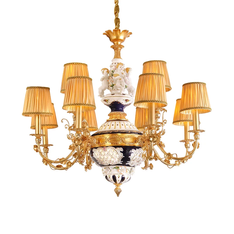 

DINGFAN French Classical Exquisite Angel Ceramic Decorative Chandelier Luxury Candle Chandelier