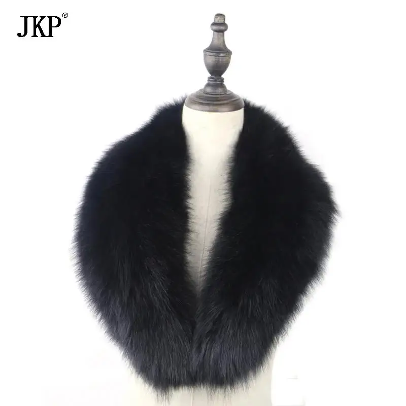 Real Fox Fur Scarf  Parka Coat  Women Genuine Natural Black Fox Fur Black Luxery Scarves Collar Warm Fur Collar Unisex Jackets