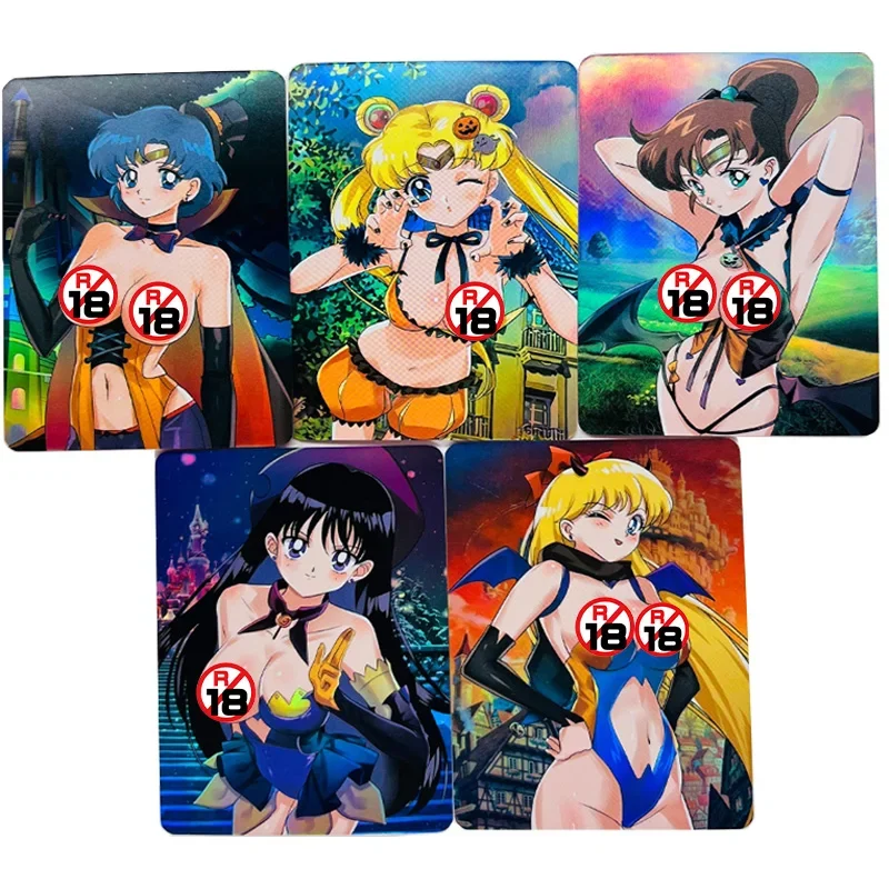 5 Pz/set Sexy Anime Girl Carta Sailor Moon Tsukino Usagi Hino Rei Mizuno Ami Kino Makoto Aino Minako Gioco di Carte da Collezione Giocattoli