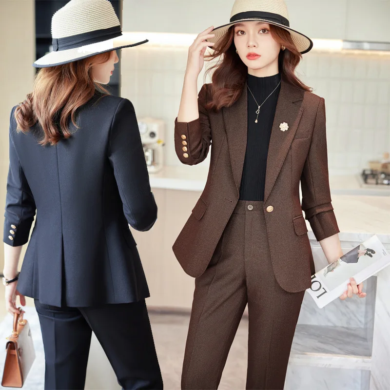 

Spring and Autumn Suit Coat Women's Small Slim-Fitting Suit Formal Wear High-End Temperament Goddess Temperament Business Suit O