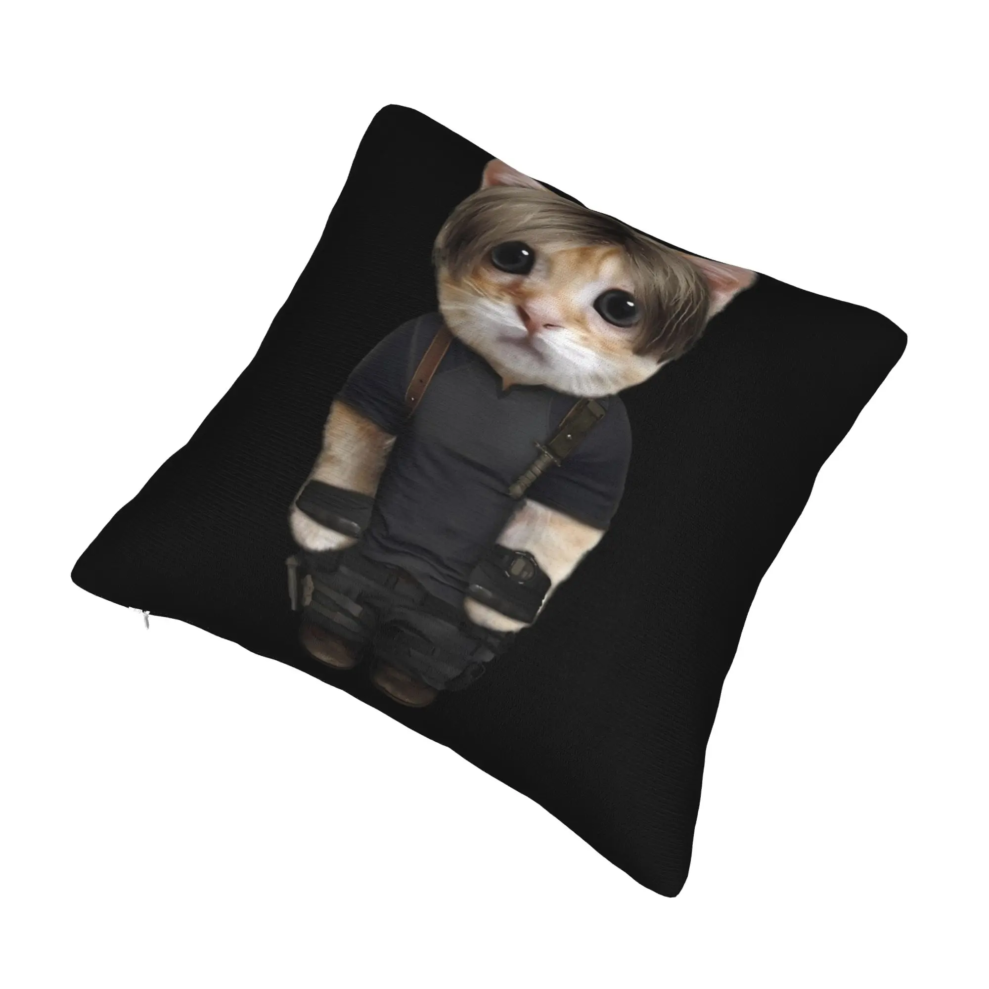 Leon S. Kennedy Kitty Pillowcase Printed Fabric Cushion Cover Decorations  Pillow Case Cover Home Zippered 18