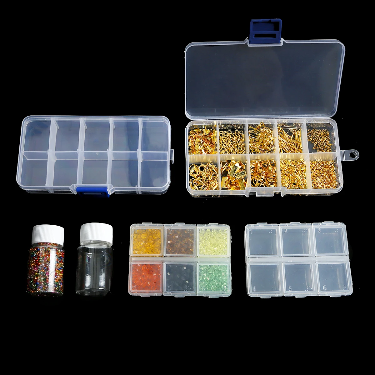 Transparent Plastic Storage Jewelry Box Compartment Adjustable Container For Beads Earring Box For Jewelry Rectangle Box Case