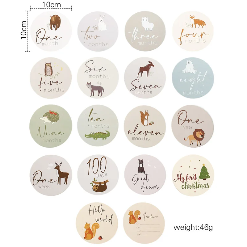 Carte en papier pour nouveau-nés, accessoires de photographie pour enfants, décoration de fête d\'anniversaire, souvenirs de bébé, animaux ATA