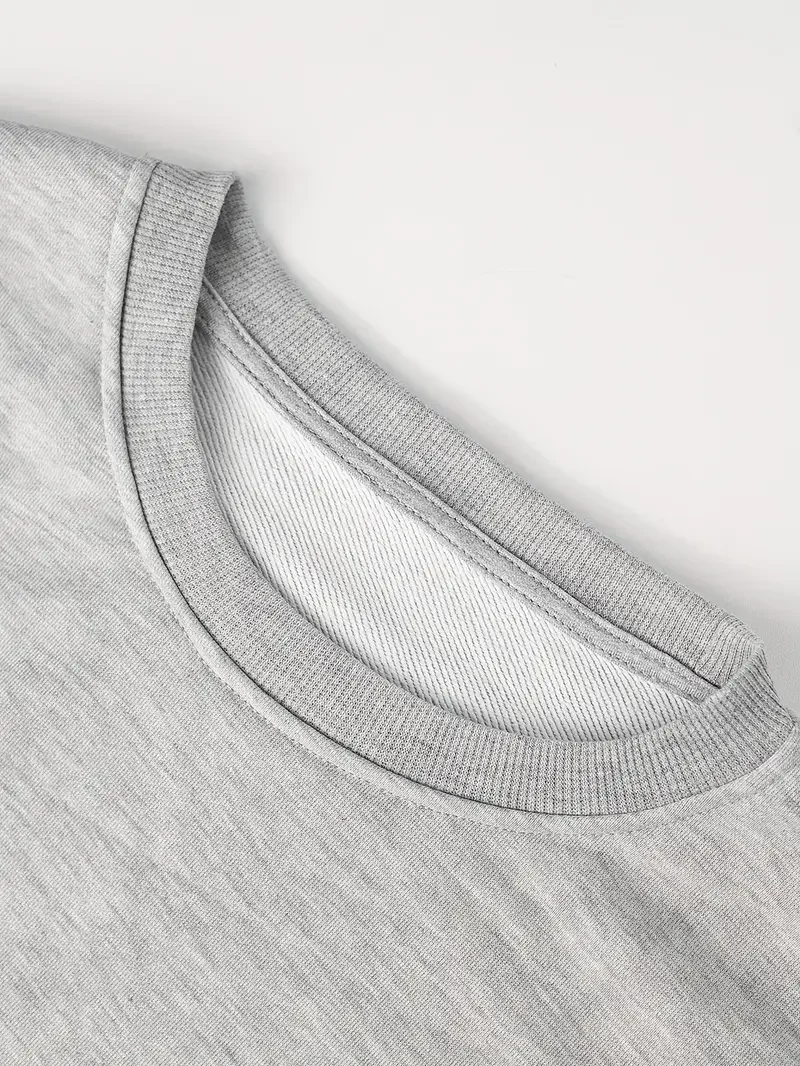 Grey Monster Print Fleece Lined Hoodie Casual For Autumn Long Sleeve Crew Neck Sweatshirts Women clothing Relaxed Drop Shoulder