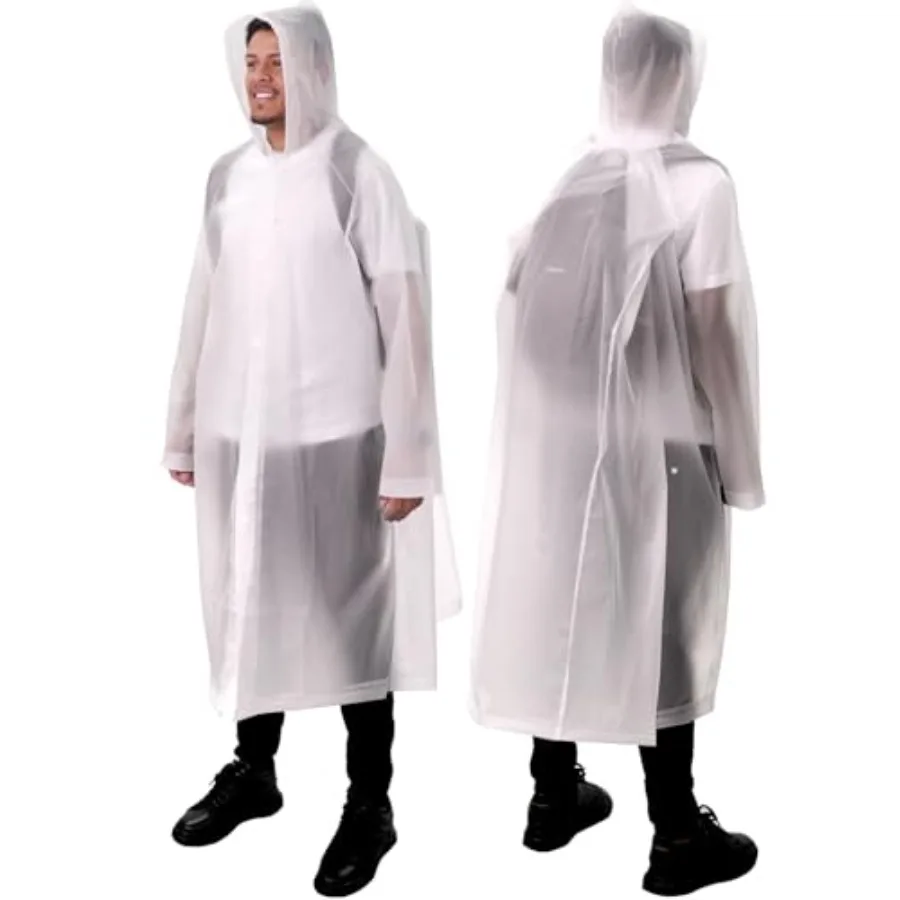 ANYOO 2-Pack Rain Ponchos for Adults Reusable Raincoats with Hooded and Drawstring Emergency for Men Women