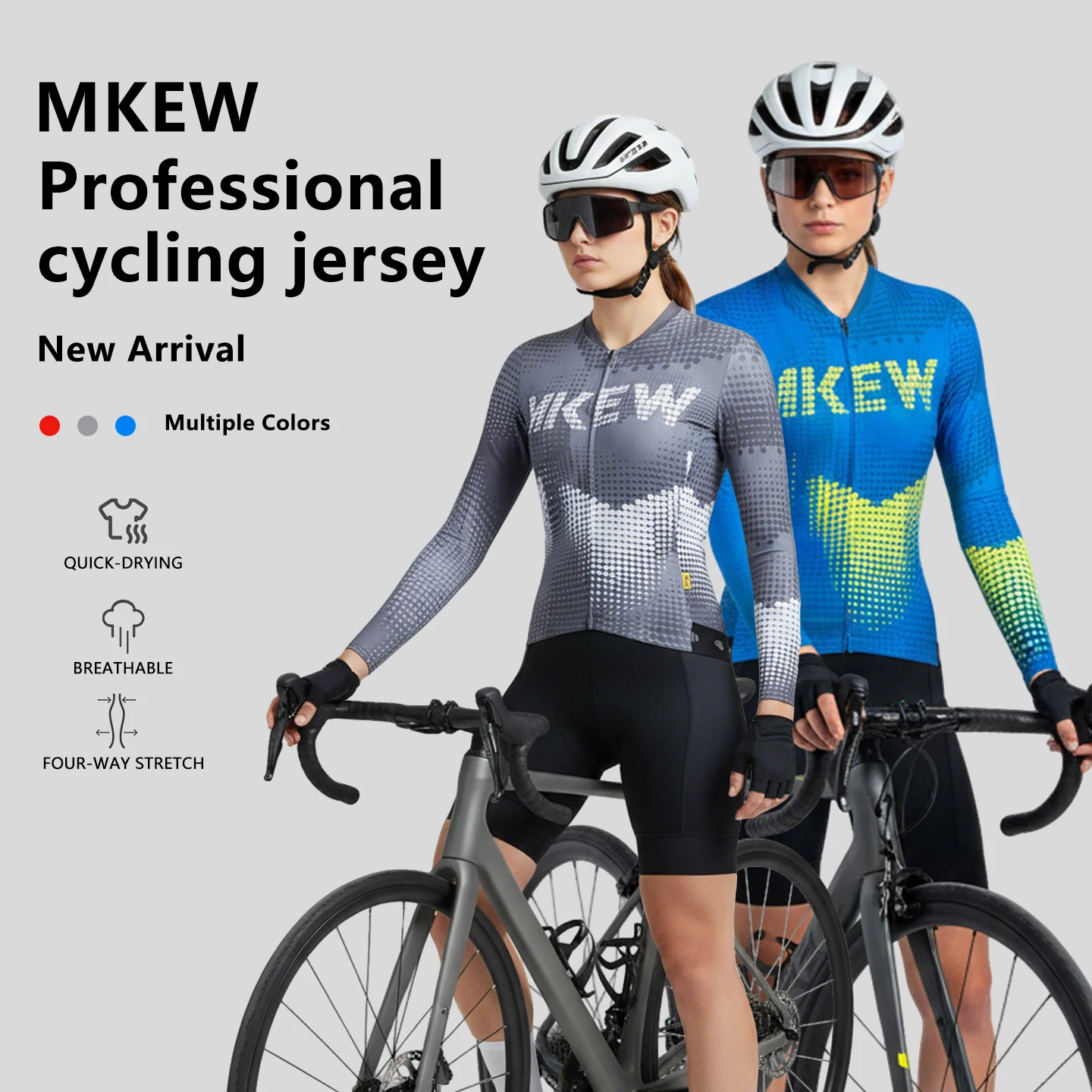

Женская велосипедная майка MKEW с длинным рукавом: быстросохнущая, дышащая, летняя, для шоссейных велосипедов, высокоэластичная, удобная экипировка для велоспорта