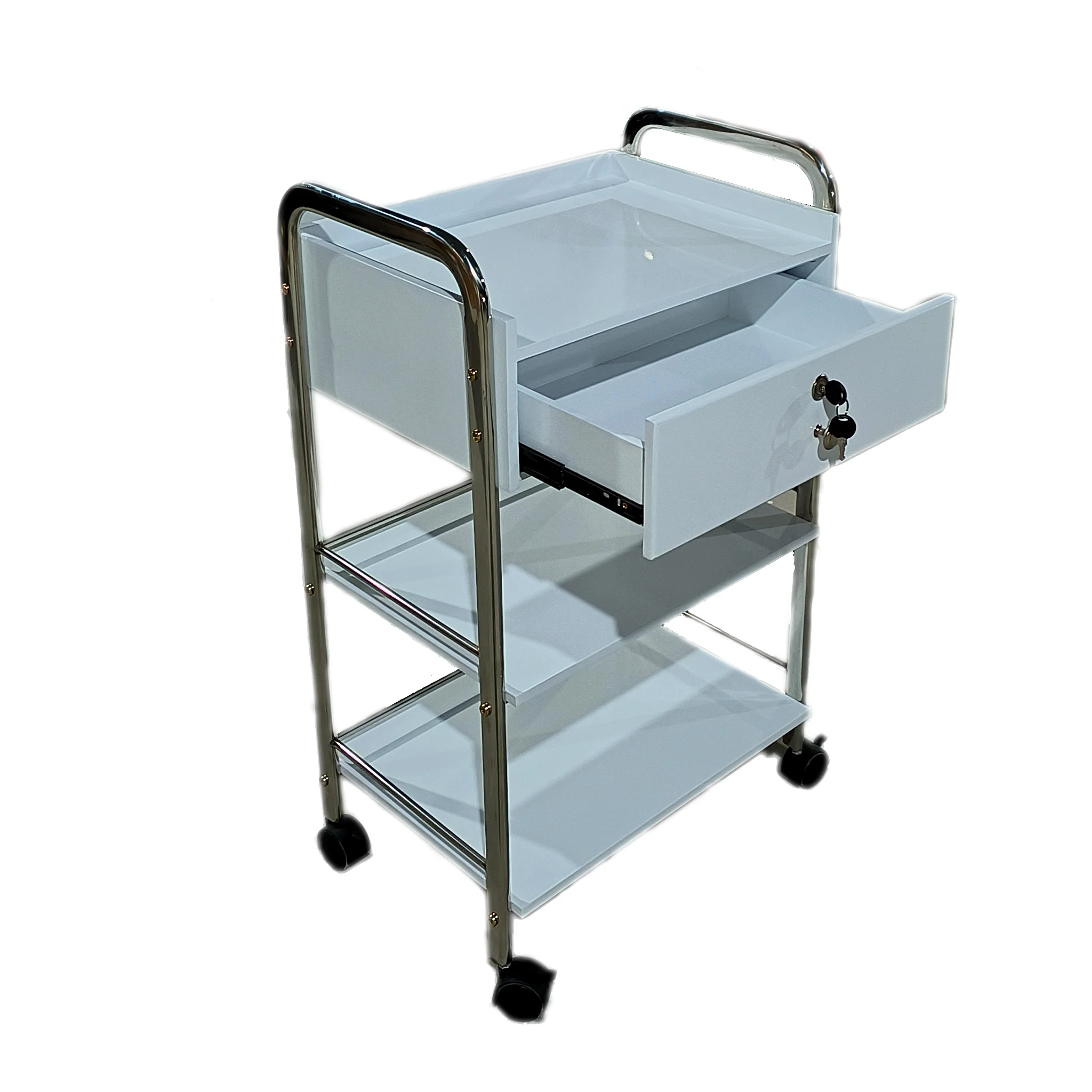 Medical Spa Manicure Multi-function White Wood Beauty Salon Trolley