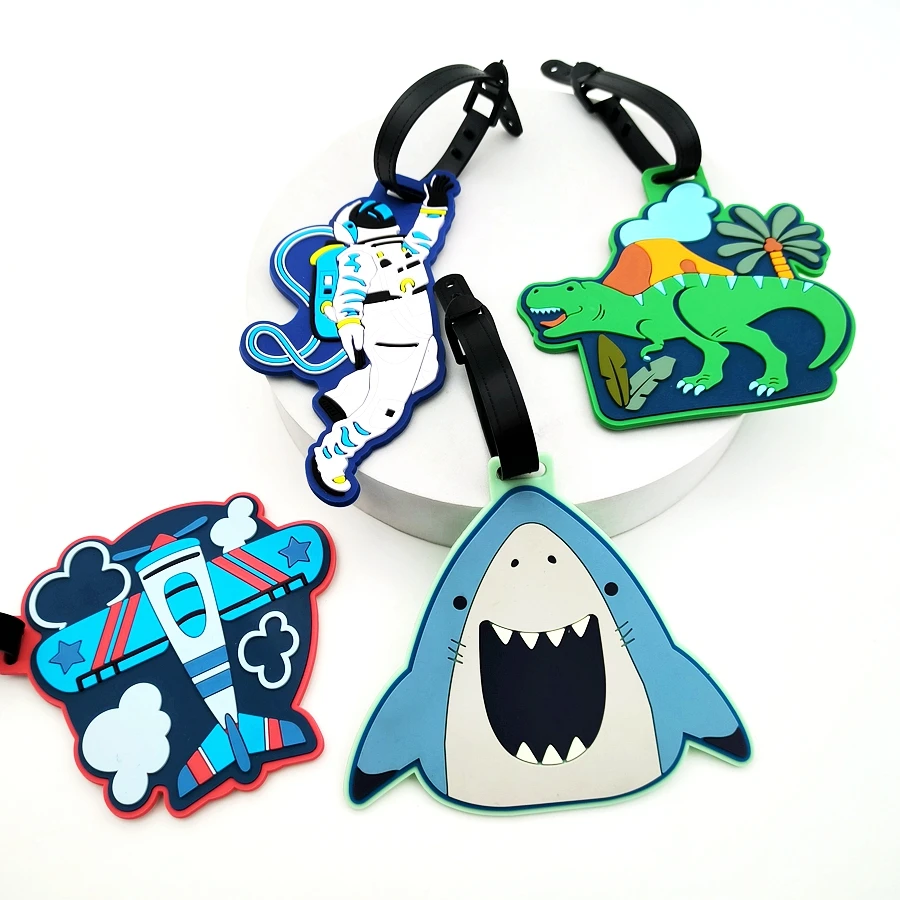 1/2/3 قطعة القرش ديناصور رائد الفضاء الأمتعة علامة شماعات السفر الأمتعة شماعات العنصر الشخصي منع فقدان اسم العلامة تسمية كلمة