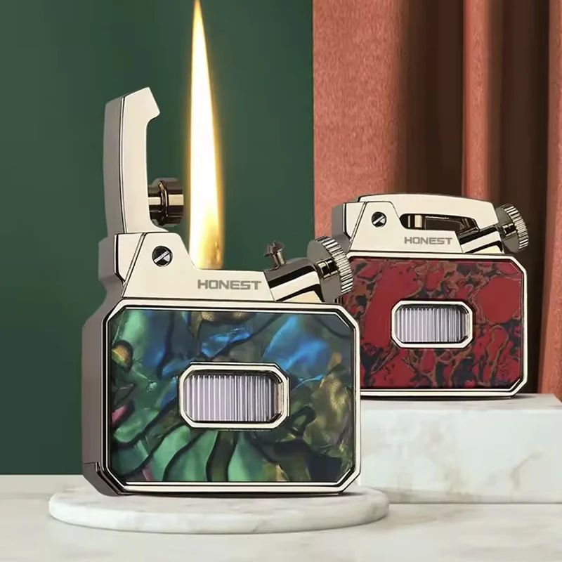 

2025 NEW Honesty new metal lighter one-button ignition grinding wheel fire cigarette lighter men's luxury gifts