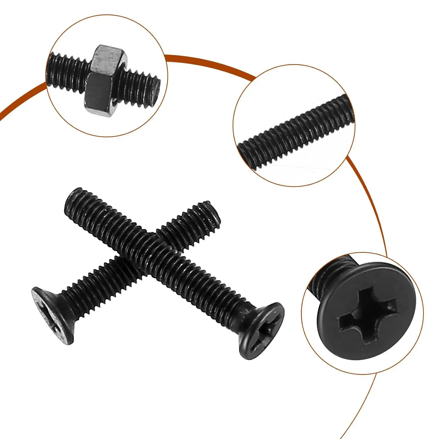 440/780 قطعة صندوق أدوات مسامير الكمبيوتر الصغيرة ، رأس مسطح للكمبيوتر المحمول والكمبيوتر المحمول مجموعة مسامير سوداء M3 M4 للكمبيوتر المحمول SSD القرص الصلب #5