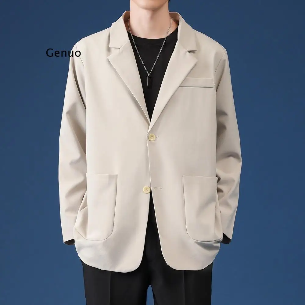 Blazer Men Oversized Spring Autumn Korean Fashion Casual Suit Jacket Streetwear Clothes Mens Single Breasted Blazer Lightweight