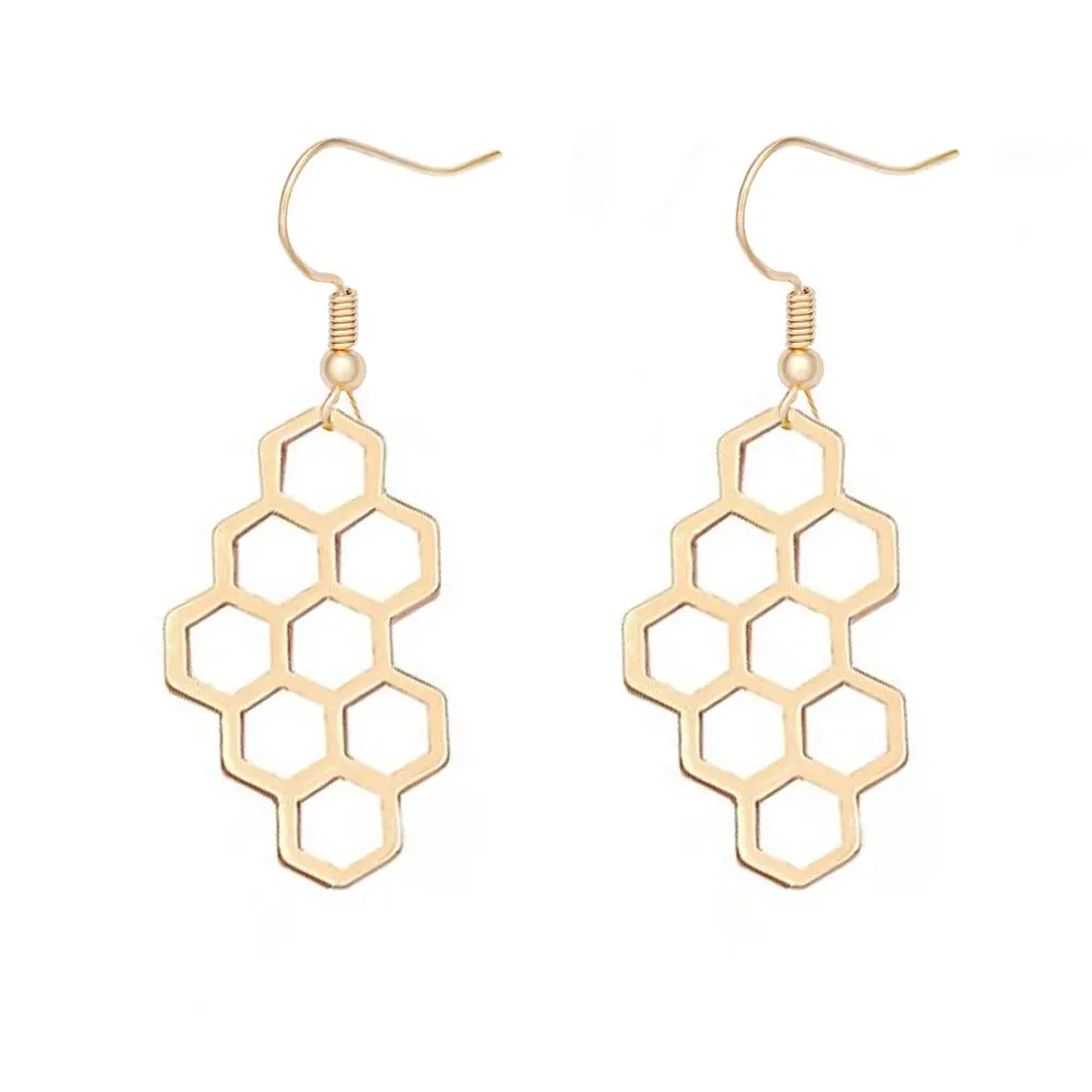 Dainty Honeycomb Beehive Dangle Earrings for Women Girls