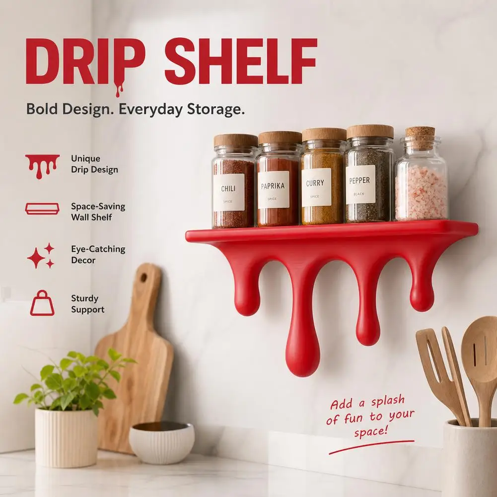Creative Drip Floating Shelf Wall-Mounted Plastic Melting Wall Shelf Irregular Shape Artistic Decorative Wall Bracket