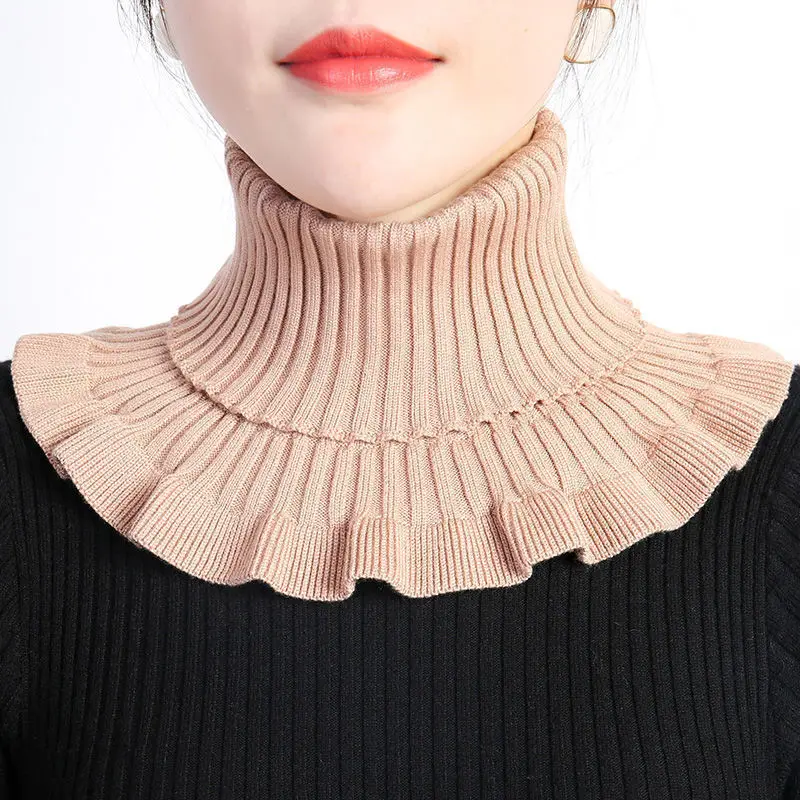 Detachable Cotton Knitted Turtleneck Collar For Women False Collar Fashion Winter Warm Cover Head Neck Guard Collar