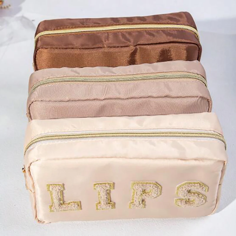 3PCS/SET Embroidered Letters Fashion Portable Large Capacity Waterproof Makeup Bag