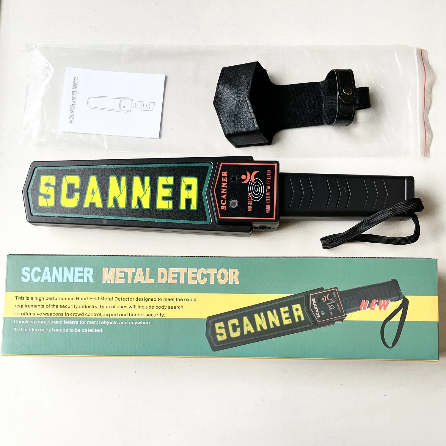 Interruttore singolo MD3003B1 Metal Detector portatile Ricerca corporea Rilevatore di sicurezza Vibrazione sonora e luminosa Doppio allarme